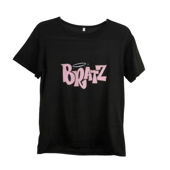 BRATZ Black Graphic T-Shirt Medium Y2k Crewneck Pink Cute - Picture 1 of 3